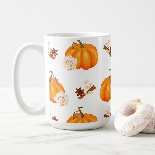 Festive Autumn Pumpkin and Spice Mug (With Donut)