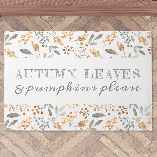 Festive Autumn Watercolor Foliage Doormat (Creator Uploaded)