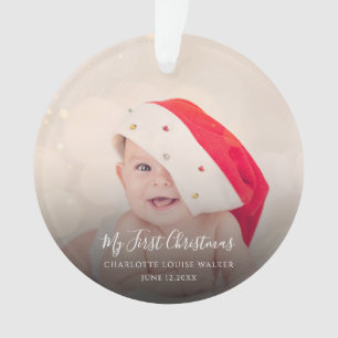 Festive Baby First Christmas 2 Photos Personalised Ornament