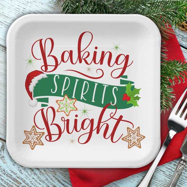 Festive Baking Spirits Bright Christmas Paper Plate (Festive Baking Spirits Bright Christmas Paper Plates)