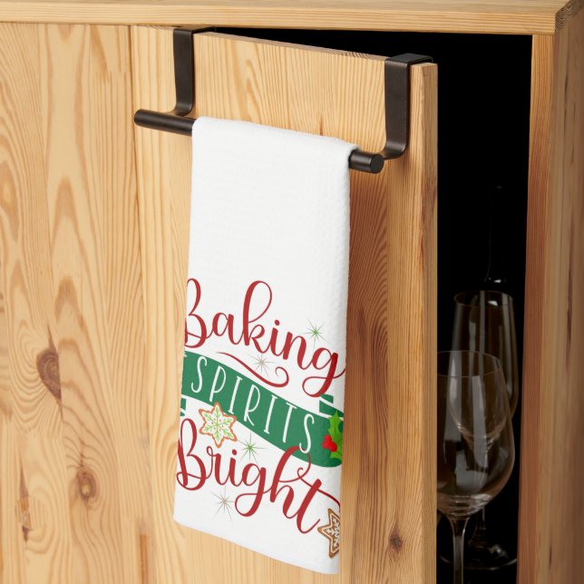 Festive Baking Spirits Bright Christmas Tea Towel (Thirds Fold)