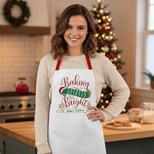 Festive Baking Spirits Bright Custom Christmas  Apron