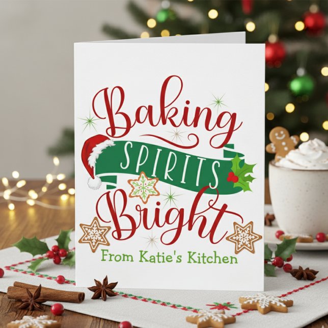 Festive Baking Spirits Bright Custom Christmas Card (Festive Baking Spirits Bright Custom Christmas Card)