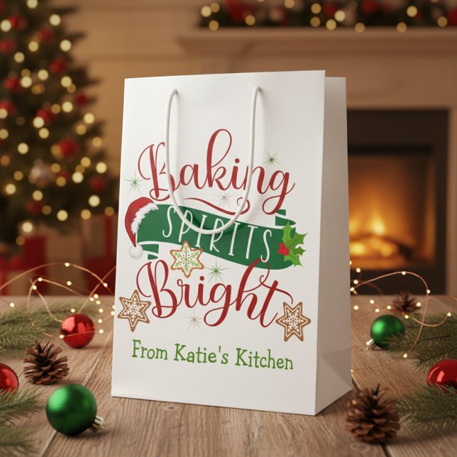 Festive Baking Spirits Bright Custom Christmas Medium Gift Bag (Festive Baking Spirits Bright Custom Christmas Medium Gift Bag)