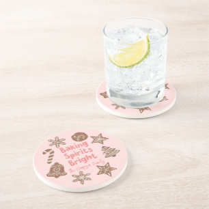 Festive Baking Spirits Bright Pink Coaster
