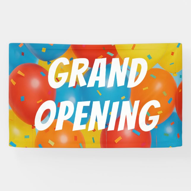 Festive Balloon & Confetti GRAND OPENING Banner  (Horizontal)