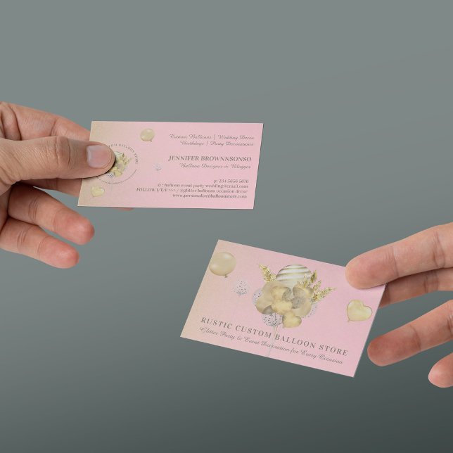 Festive Balloons Rustic Gold Party Event Planner Business Card (Festive Balloons Rustic Gold Party Event Planner Business Card)