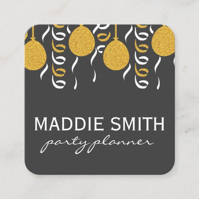 Festive Balloons Square Business Card (Front)