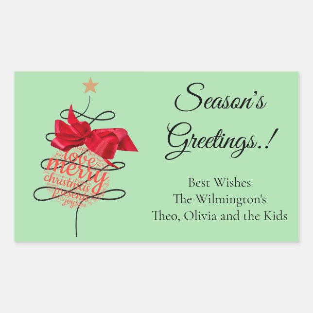Festive Bauble Christmas Rectangular Gift Label (Front)