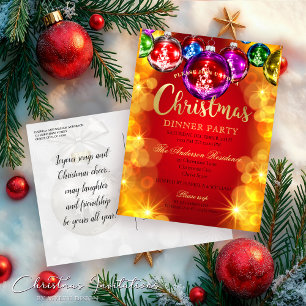 Festive Baubles Christmas Dinner Party Invitation Postcard