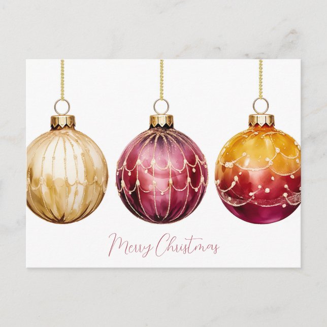 Festive Baubles Christmas Greeting Card (Front)