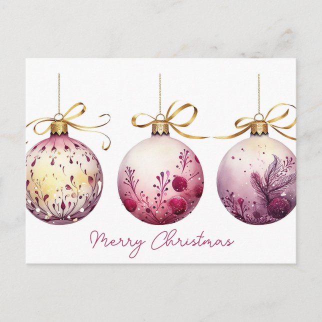 Festive Baubles Christmas Greeting Card (Front)