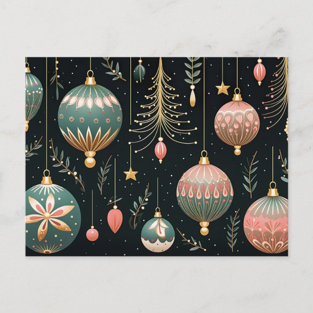 Festive Baubles Christmas Greeting Card (Front)
