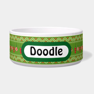 Festive Baubles Christmas Personalised Dog Bowl