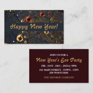 Festive baubles, New Year's Eve Party Ticket Enclosure Card