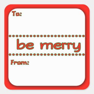Festive Be Merry Holiday Gift Tag Stickers