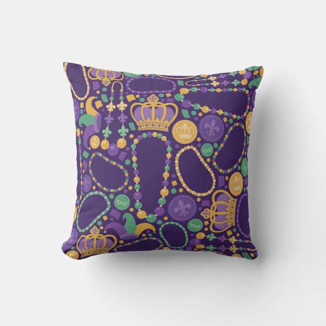 Festive Beads and Crowns Pattern Cushion (Front)