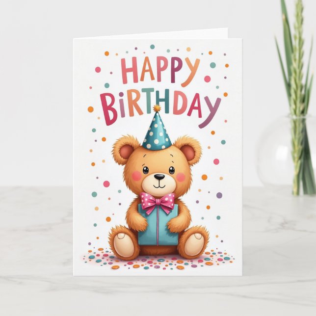Festive Bear Hat Card (Front)