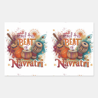 Festive Beats – Colourful Navratri Celebration Des Rectangular Sticker