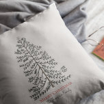 Festive Beige Merry Christmas Winter Tree Cushion<br><div class="desc">This elegant and simple Beige "Merry Christmas" holiday throw pillow features a detailed rendition of a festive winter tree,  hand-drawn in black ink. Personalise with your own holiday greeting and family name by simply clicking on "Personalise this template" on the Product Page.</div>