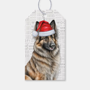Festive Belgian Tervuren Holiday Dog Christmas Gift Tags