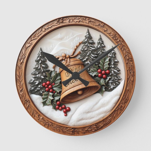 Festive bell for seasonal cheer! round clock (Front)