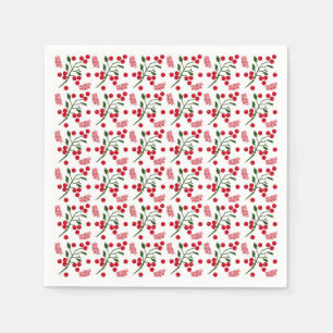 Festive berries and fern leaves pattern napkin
