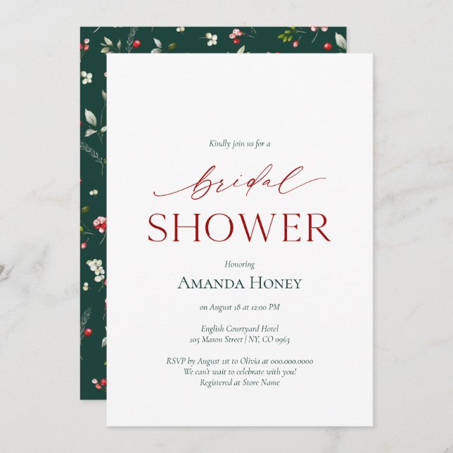 Festive Berry Bridal Shower Invitation (Front/Back)