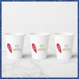 Festive Berry Colour Ornament Be Merry Paper Cups
