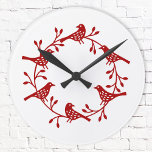 Festive Bird and Flower Scandi Wreath<br><div class="desc">A modern Scandinavian bird and flower wreath. Red on white.</div>