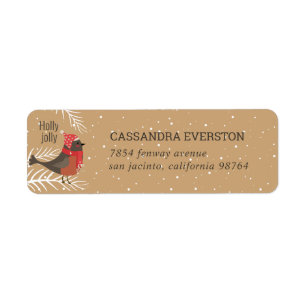Festive Bird Holiday Return Address Label