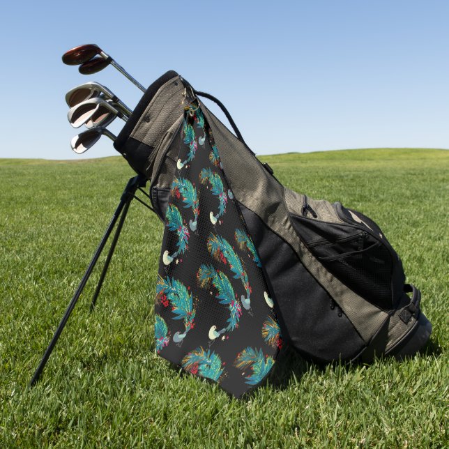 Festive Birds golf towel  (Green)