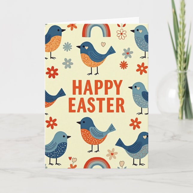 Festive Birds Springtime Card (Front)