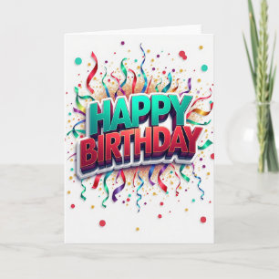 Festive Birthday 3D Text Card