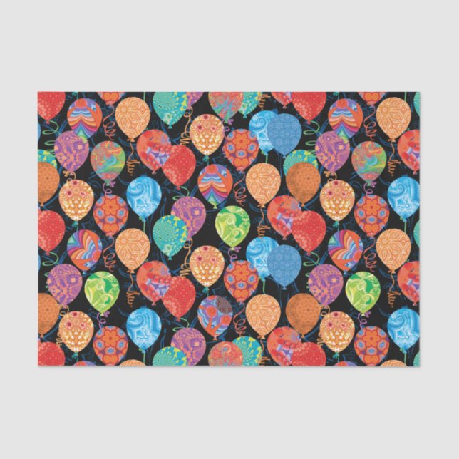 Festive Birthday Balloons Tissue Paper (Front)