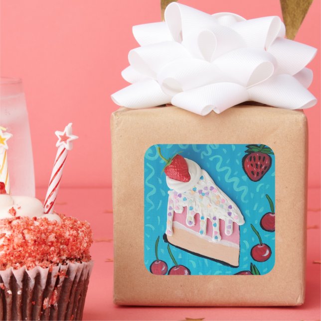 Festive Birthday Cake Fun Party Sticker (Party)