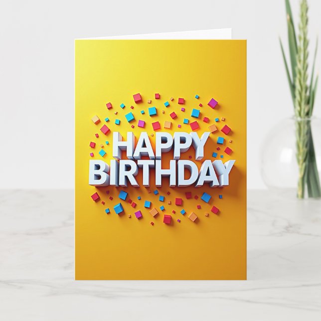 Festive Birthday Cube Burst Card (Front)