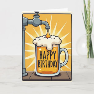 Festive Birthday Golden Drink Card