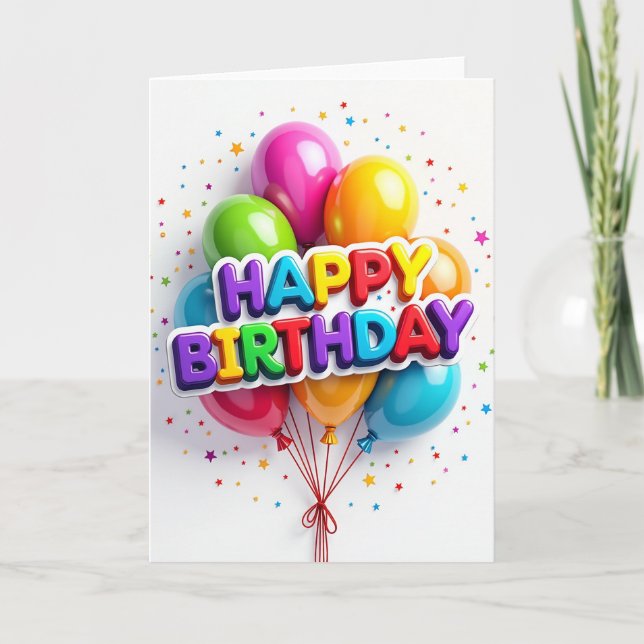 Festive Birthday Spheres Card (Front)