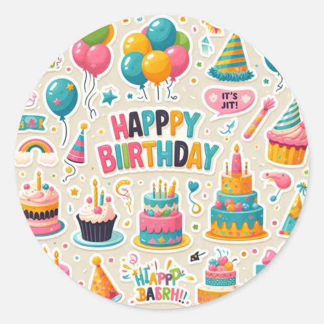 "Festive Birthday Sticker Pack: Celebrate in Style (Front)