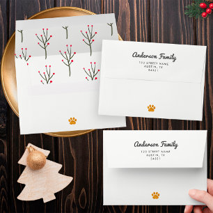 Festive Black Cat Coffee Presents Gold Christmas Envelope