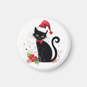 Festive Black Cat Magnet