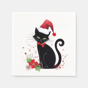 Festive Black Cat Napkin