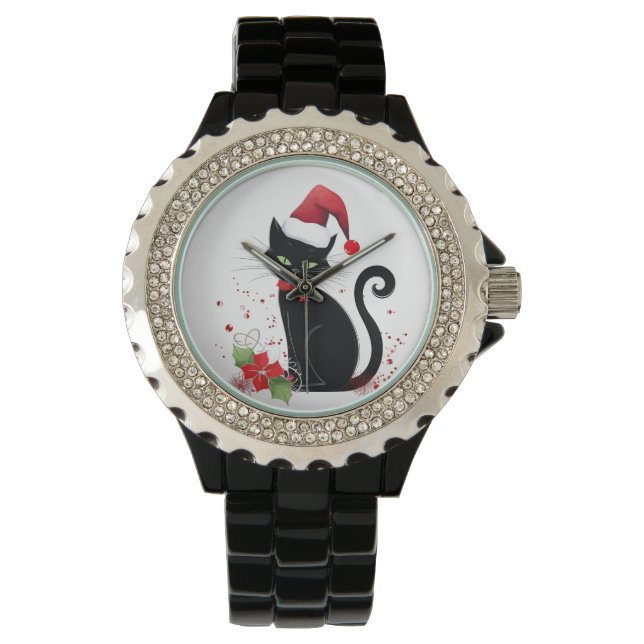 Festive Black Cat Watch (Front)