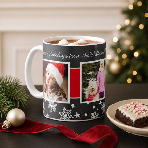 Festive Black Chalkboard Christmas Photo Collage Coffee Mug