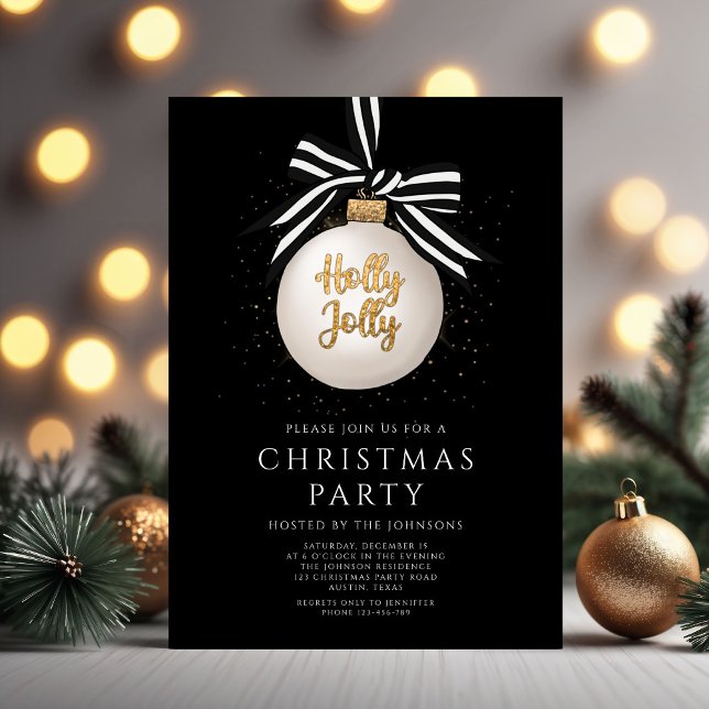 Festive Black Christmas Party Invitation (Festive Black Christmas Party Invitation)