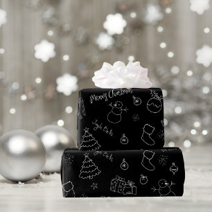 Festive Black Christmas Wrapping Paper