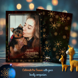Festive Black Green Photo Merry Christmas Holiday Card