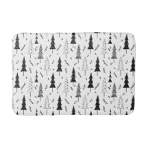 Festive Black White Doddle Christmas Pine Tree