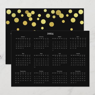 Festive Black White Gold Holiday Greeting Calendar Card